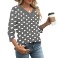 thumbnail image 4 of Fewfanhot Hauts pour Femmes à Manches 3/4, Mode d'Automne, Tunique à Col en V, Tenue de Bureau Décontractée, Chandail à Enfiler, 4 of 9