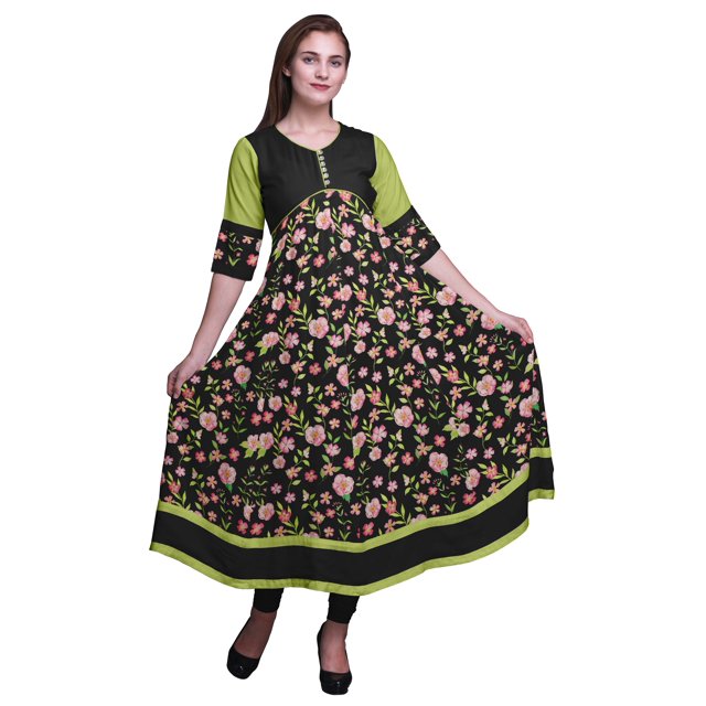 Bimba Kurtis Indiennes pour Femmes Imprimées, Kurti Anarkali Ligne A, Robe Décontractée