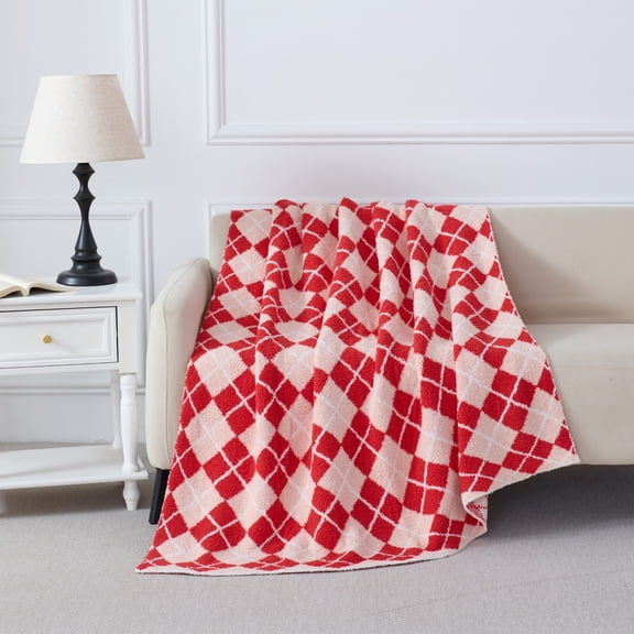 Mainstays Cozy Throw Pink Argyle