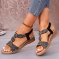 thumbnail image 4 of Gspmoly Sandales pour Femme, Sandales Décontractées Mode pour Femmes à Bout Rond Confortables Sandales de Plage Sandales Décontractées Chaussures Sandales Femmes Confortables Noir 38, 4 of 9