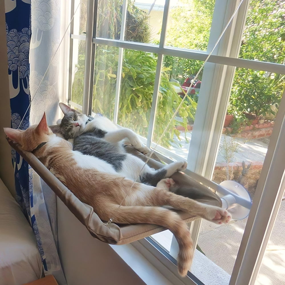 Eccomum Cat Window Perch Hammock Window Mounted Cat Bed Cooling Breathable Canvas Suction Cups Sunbath Hammock Bed For Cats Dogs