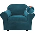 thumbnail image 1 of Modern Velvet Plush 4 Piece High Stretch Sofa Slipcover Furniture Protector Form Fit Luxury Thick Sofa Cover, Machine Washable, 1 of 6