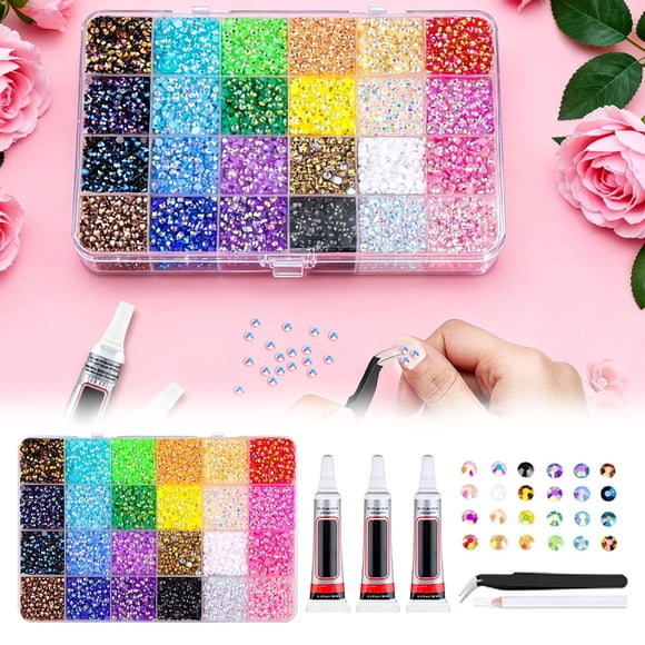 Ensemble de Strass en Résine Jelly pour Décoration Scintillante Multicolore à Dos Plat Gemmes pour Diamond Art Kit de Décoration avec 3 Pcs Colle à Bijoux1 Pcs Pinces1 Pcs Stylo à Prise pour Nail Art Artisanat Livre Maquillage (30000 Pcs)