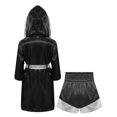 thumbnail image 3 of Fldy Ensemble d'Uniforme de Boxe pour Garçons 2 Pcs Robe de Boxe et Shorts MMA Costume de Boxeur Tenue d'Halloween Noir Argent 10, 3 of 4