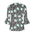 thumbnail image 4 of T-Shirt à Manches Courtes à Col en V à Imprimé Floral pour Femmes Coffee L, 4 of 5
