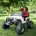 thumbnail image 2 of VOLTZ TOYS Lifted Monster Jeep Style 24V 2-Seater Kids Ride-On Off-Road Car Truck, 4WD Motorized Toy Vehicle with Parent Remote Control, Leather Seat, EVA Tires, White, 2 of 7