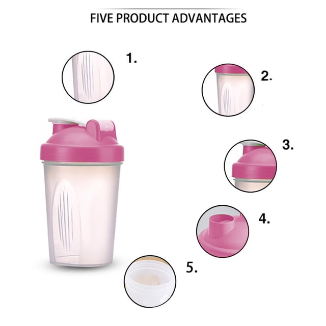 600ml Shaker Bottle Sports Whey Protein Mixing Bottle With Stirring Ball Bot Cup