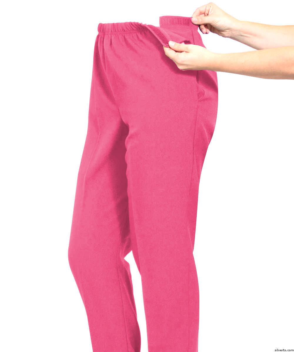 Silvert's Pantalon d'Arthrite à Ouverture Latérale Adaptative pour Femmes, Rose Frais, TG