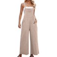 thumbnail image 1 of TrendOFT Combinaison une Pièce Femme Décontractée Été Ample Sans Manches Bretelles Spaghetti Réglables Pantalon Grand Extensible avec Poche Combinaisons une Pièce Kaki S, 1 of 4