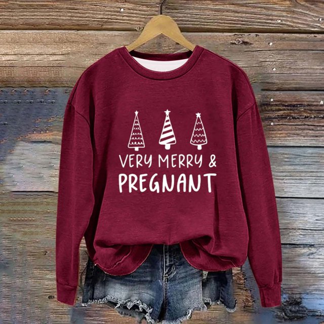 EGNMCR Chandail en Molleton de Noël pour Femmes Col Rond Imprimé Ample Chandail à Manches Longues Sans Capuche