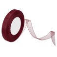 thumbnail image 1 of Unique Bargains 0.6 Inch x 50 Yard Organza Ribbon, Gift Wrapping Ribbon for Bouquet Cake Invitations Card Decoration, Burgundy, 1 of 7