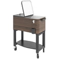 thumbnail image 1 of Outsunny Patio Cooler Cart, 60qt Outdoor Cooler with Locking Wheels, Brown, 1 of 10