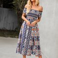 thumbnail image 1 of ANGGREK One Piece Off Shoulder Dress, Off Shoulder Slit Long Dress Floral Printed For Daily Life, 1 of 5