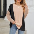 thumbnail image 4 of HUITKMM Tshirts 2024 Autumn and Winter Color Contrast Long Sleeve Loose Thread Stitching T Shirt, 4 of 9