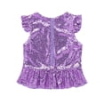 thumbnail image 2 of Oyolan Kids Girls Sequins Ruffled Top Mermaid Costume Flutter Sleeve Peplum Blouse for Carnival Performance Lavender 12, 2 of 7