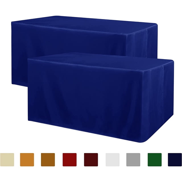 ORUYROP 2 Pack Table Clothes for 4 Foot Rectangle Tables-Water Resistant Washable Fabric Polyester Rectangle Table Cover Protector for Wedding, Banquet and Trade Shows, 48L x 24W Inches, Royal