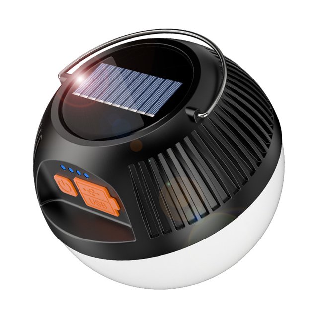 VOLKMI Portable Solar Led Camping Lantern Multifunctional Type-c Rechargeable Outdoor Tent Lights For Hiking Survival