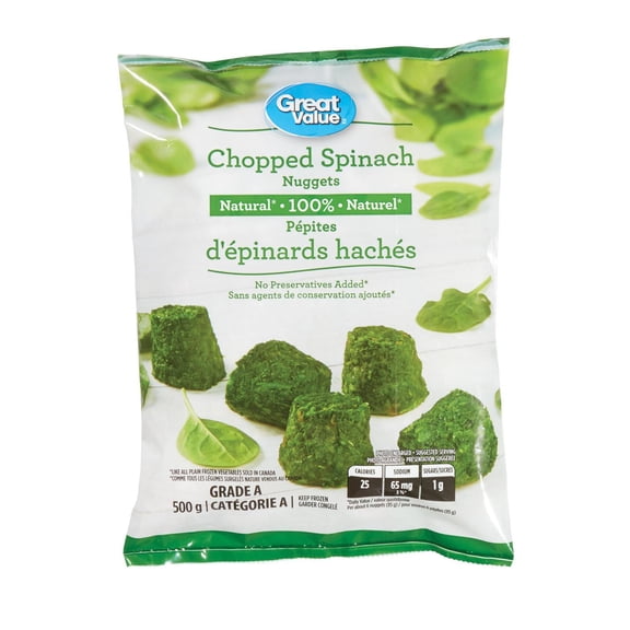 Great Value Frozen Chopped Spinach Nuggets, 500 g