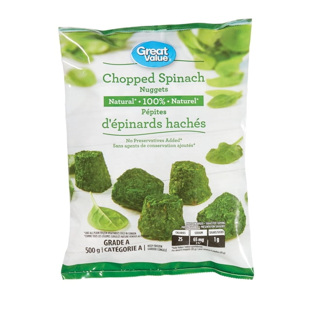 Great Value Frozen Chopped Spinach Nuggets, 500 g