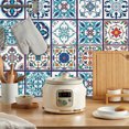 thumbnail image 3 of MAWCLOS Decals Peel And Stick Tile Sticker Backsplash Tiles 24 Pack Removable Wall Stickers PVC Floral Moroccan Waterproof DIY Style 1 5.91x5.91"/15x15cm, 3 of 8