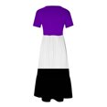 thumbnail image 4 of Tumotour Robe d'Été pour Femmes, Imprimée, Ample, Décontractée, à Manches Courtes, Col Ras du Cou, Ligne A, Évasée, Fluide, à Étages, Chemise, Maxi, Plage, Longue, 2025, Tenues Tendance avec Poches, 4 of 4