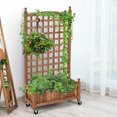 thumbnail image 3 of Costway 2PC 50in Wood Planter Box  w/Trellis Mobile Raised Bed for Climbing Plant, 3 of 10