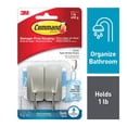 thumbnail image 1 of Command™ Bath Hook BATH33-SN-2EF, Satin Nickel, Small, 2 Hooks, 4 Water-Resistant Strips/Pack, 1 of 8