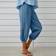 thumbnail image 4 of DPTALR Women Summer Casual Loose Bandage Button Pocket Solid Trousers Capris Pants, 4 of 6
