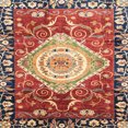 thumbnail image 1 of Ahgly Company Tapis d'Intérieur Carrés Abstraits Rouge Brique de Feu Persans, 7 Pieds Carré, 1 of 6