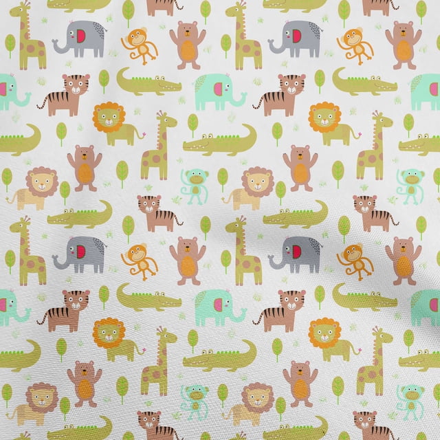 oneOone Rayon Light Green Fabric Kids Animal Sewing Craft Projects Fabric Prints by Yard 56 Inch Wide