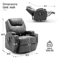thumbnail image 2 of YSICK Swivel Rocker Recliner Chair with Massage PU Leather for Living Room,Grey, 2 of 7