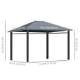 thumbnail image 3 of Outsunny Pavillon à Toit Rigide 13 Pieds x 10 Pieds, Auvent de Gazebo, Pavillon de Patio Extérieur, Gris Foncé, 3 of 10