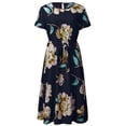 thumbnail image 4 of U.Vomade Robe pour Femme Grande Taille Été Plage Taille à Bande Robe à Manches Courtes Col Ras du Cou Oversize Robes Décontractées, 4 of 7