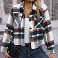 thumbnail image 4 of Yuyuzo Surchemises à Carreaux pour Femmes Manches Longues Col Rabattu Boutonné Vestes Courtes Automne, 4 of 6