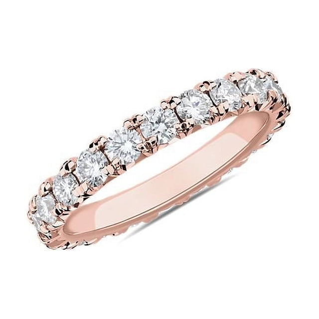 1.00 Carat Excellent Round Cut Real Diamond New Design Eternity Band for Wedding Solid 18K Rose Gold Size 11