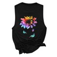 thumbnail image 4 of Pompotops Womens Tank Tops Casual Loose Fit Plus Size Sunflower Printed Tee Shirts, 4 of 6