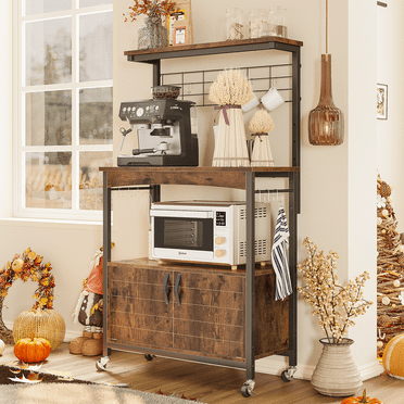 Bestier Étagère de Cuisine à 3 Niveaux pour Four à Micro-Ondes avec Armoire
