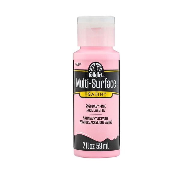 FolkArt Multi-Surface Satin Acrylic Paint, 2 fl. oz., Baby Pink