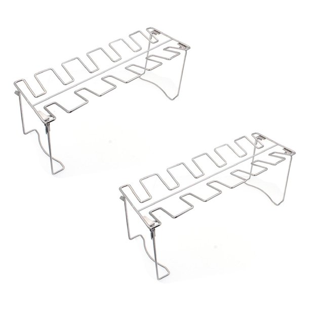 Oleegame 2PC Rack Wing Holes Holder Leg Chicken Stainless 12 Grill For BBQ Kitchen,Dining & Bar Silver