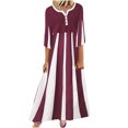 thumbnail image 1 of EQWLJWE Robes d'Été pour Femmes 2023 Mode d'Été pour Femmes Décontractée à Rayures Imprimées Manches Mi-Longues Robe Midi Ample, 1 of 5