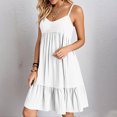 thumbnail image 2 of Kyusrd Robes d'Été à Bretelles pour Femmes 2025 Sans Manches à Col en V Mini Robe Chemise Décontractée Taille Haute Plissée Bohème à Volants Ligne A Robes d'Été, 2 of 9
