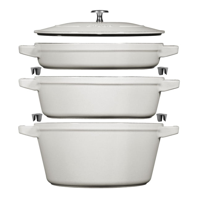 STAUB Ensemble Empilable Ensemble Empilable Moyen 4 Pcs Fonte, Truffe Blanche.