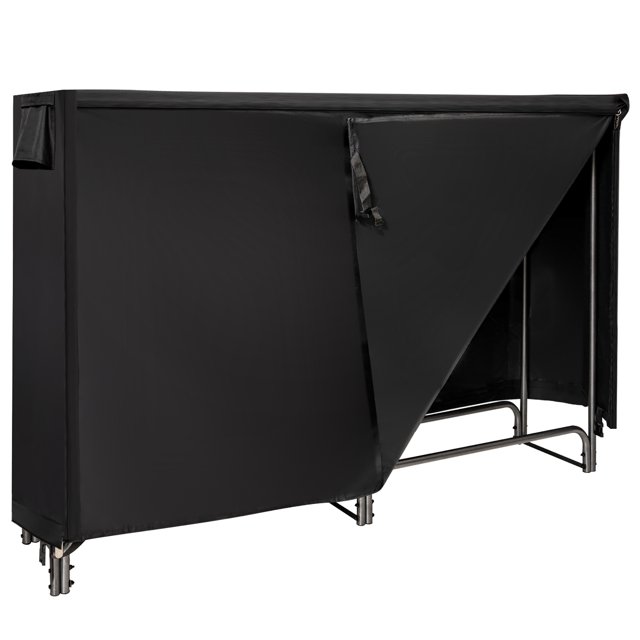 Costway 6FT Firewood Storage Log Rack Heavy Duty Iron Log Holder W/ Waterproof PVC Cover