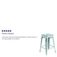thumbnail image 2 of Commercial Grade 4 Pack 24" High Backless Distressed Green-Blue Metal Indoor-Outdoor Counter Height Stool, 2 of 9