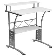 Scranton & Co Wood Office Computer Desk with Silver Frame in White