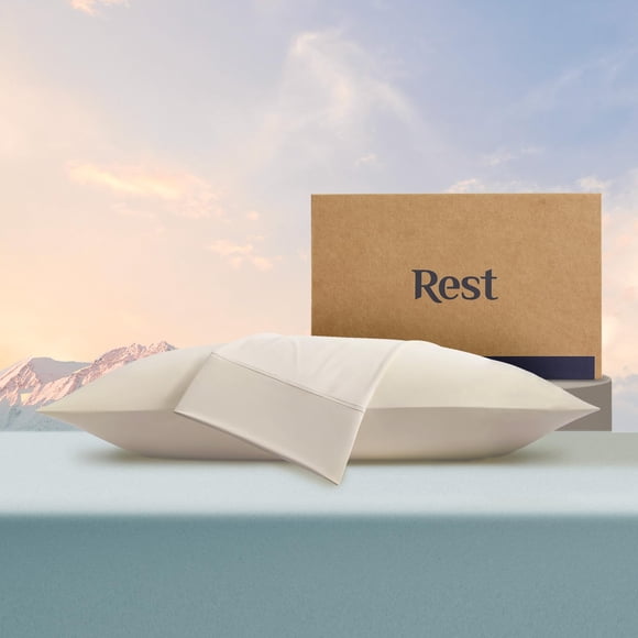REST Evercool+ Cooling Pillow Cases Standard - 2 Pillowcase for Sensitive Skin Silver Infused Fabric for Hygienic Sleep Silky Smooth for Curly Hair High Elastic for Snug Fit (19x29 inches)