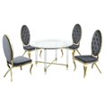 thumbnail image 1 of Ensemble de Salle à Manger 5 Pièces avec Table en Verre Circulaire et Accents en Acier Inoxydable Dorés, 1 of 4