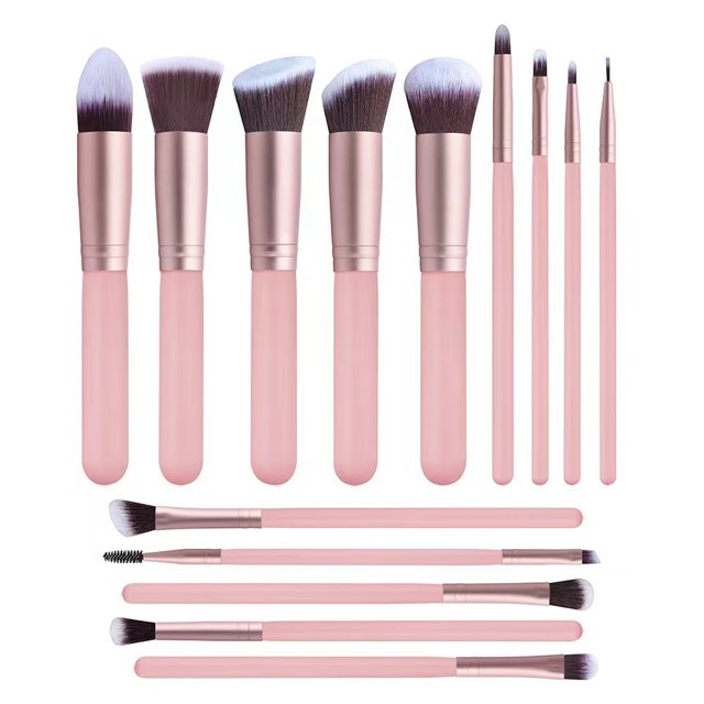 Graflsoa 14-Piece Pink Makeup Brush Set for Eyeshadow, Powder, and Full Face Application - Complete Cosmetic Tool Kit