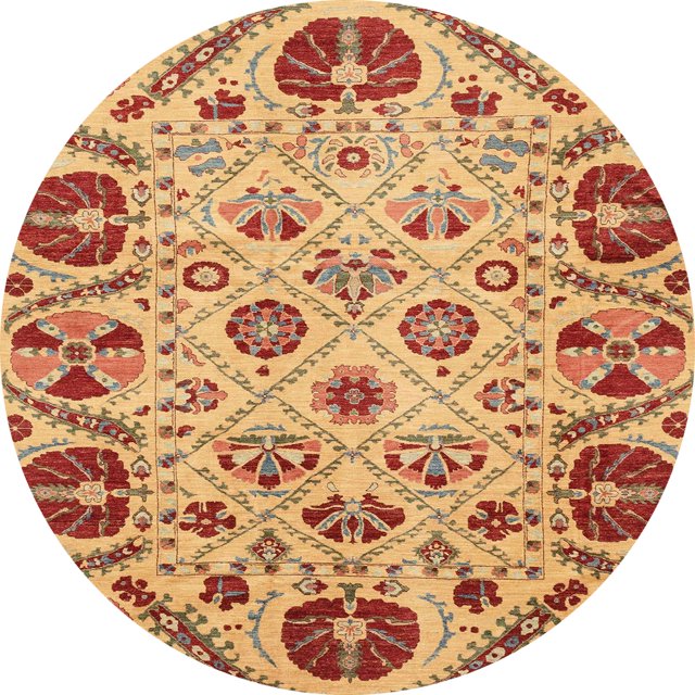 Ahgly Company Tapis d'Intérieur Ronds Abstraits Orange Tapis de Zone Abstraits, 3 Pieds Rond