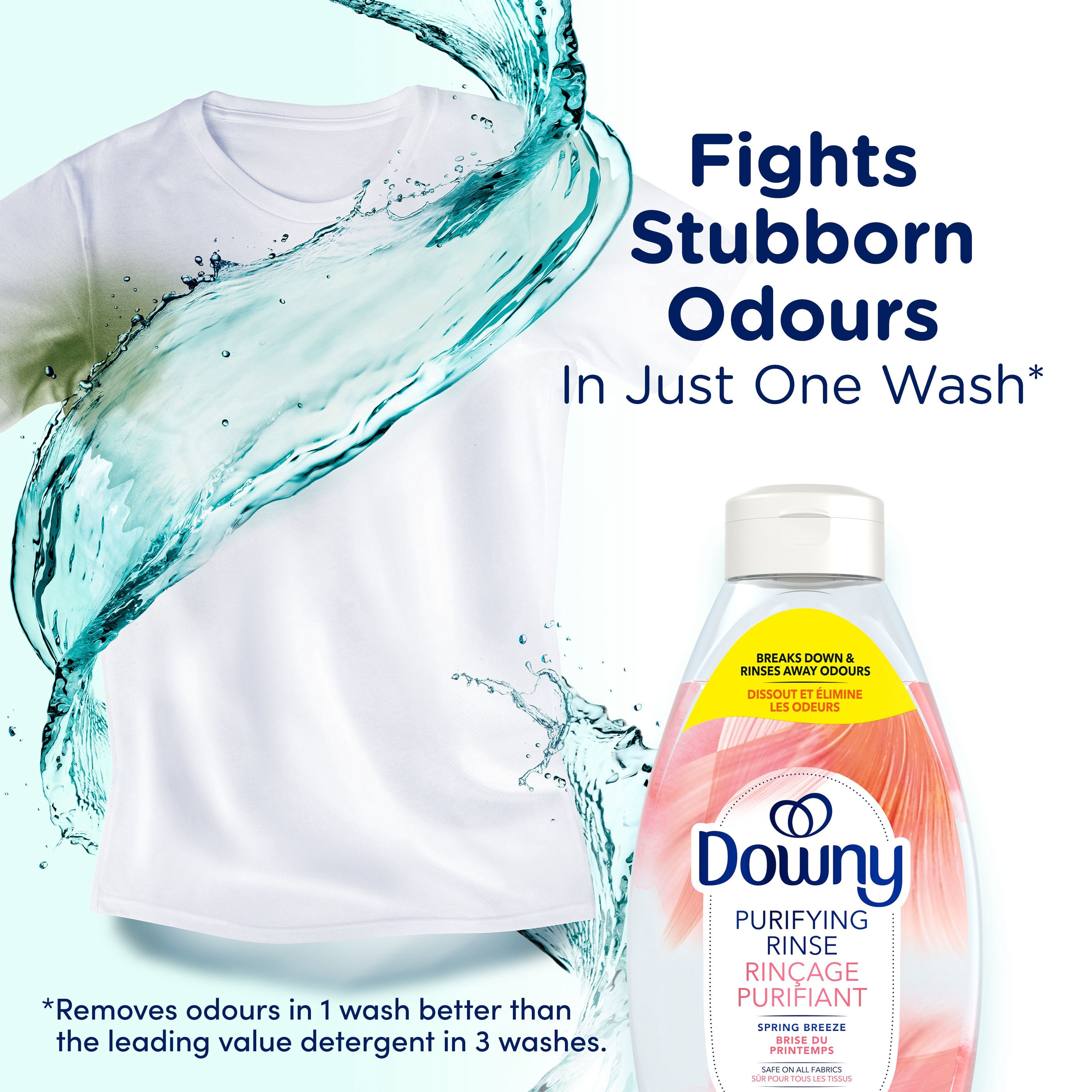Downy Fabric Rinse Laundry Odour Remover, Spring Breeze Scent, Fabric Softener and Laundry Odour Removal Rinse 1.43L